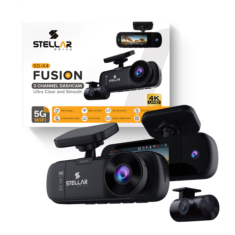SD-X4 Fusion Dashcam | 4K+1K+1K | GPS log | 5GHz Wi-Fi