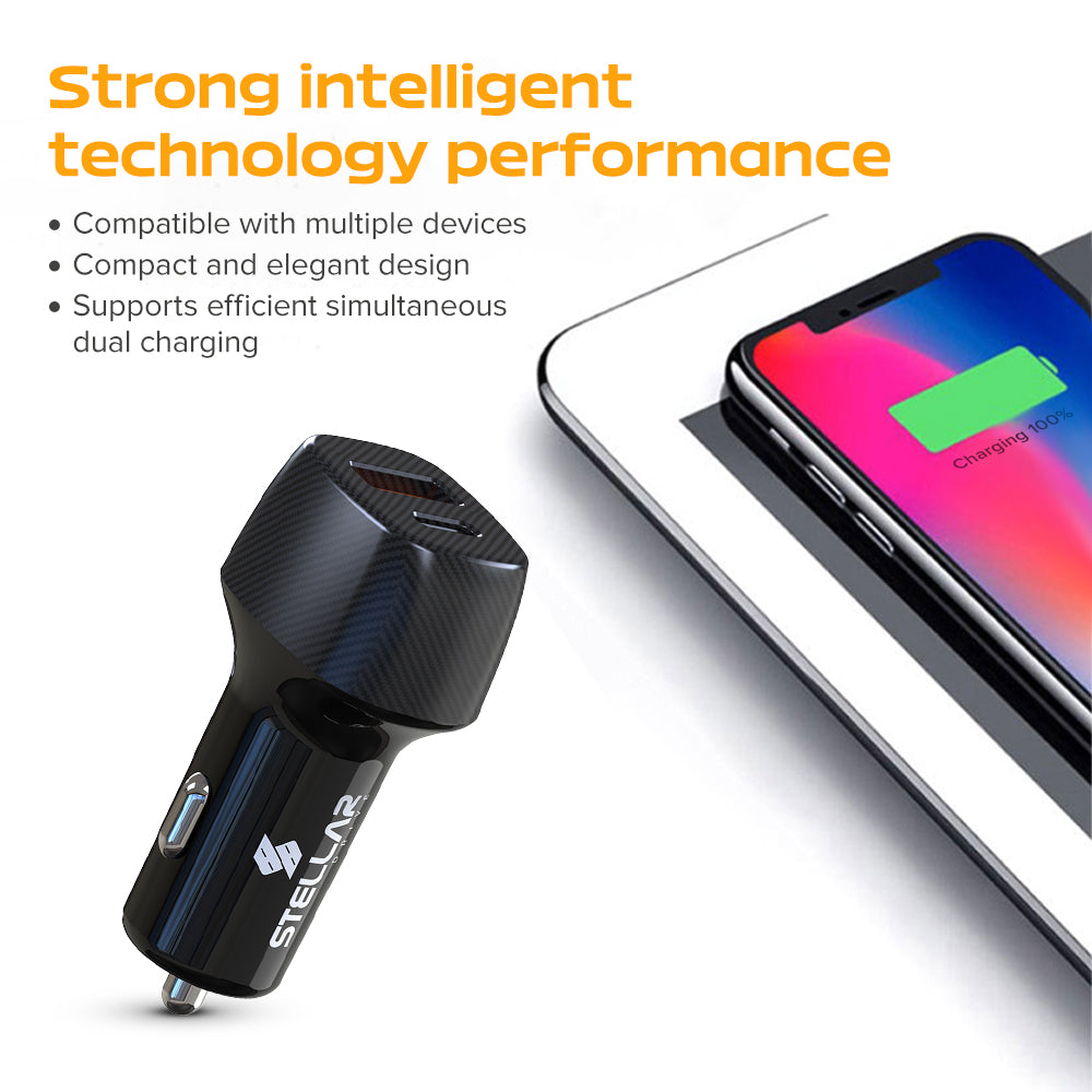 Stellar Drive XC-16 Torq Charge | 38W Fast Car Mobile Charger with PD & QC