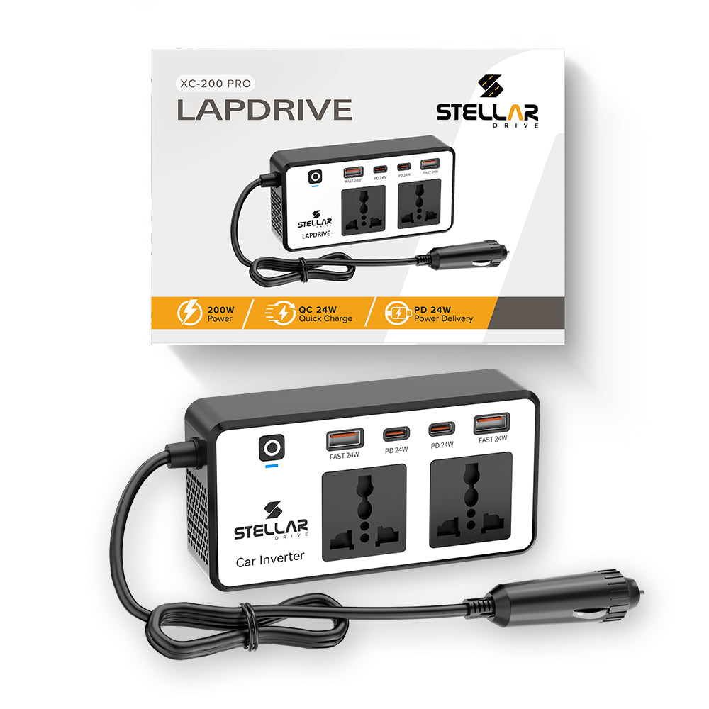 Stellar Drive XC-200 Pro Lapdrive | 200W Car Laptop Charger