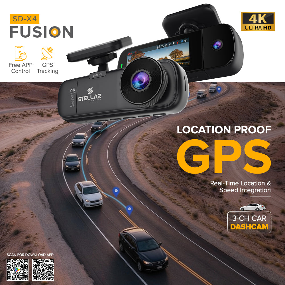 SD-X4 Fusion Dashcam | 4K+1K+1K | GPS log | 5GHz Wi-Fi