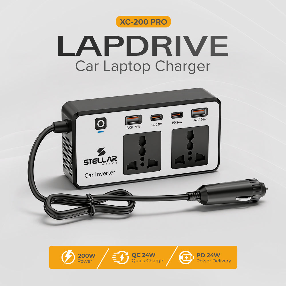 Stellar Drive XC-200 Pro Lapdrive | 200W Car Laptop Charger