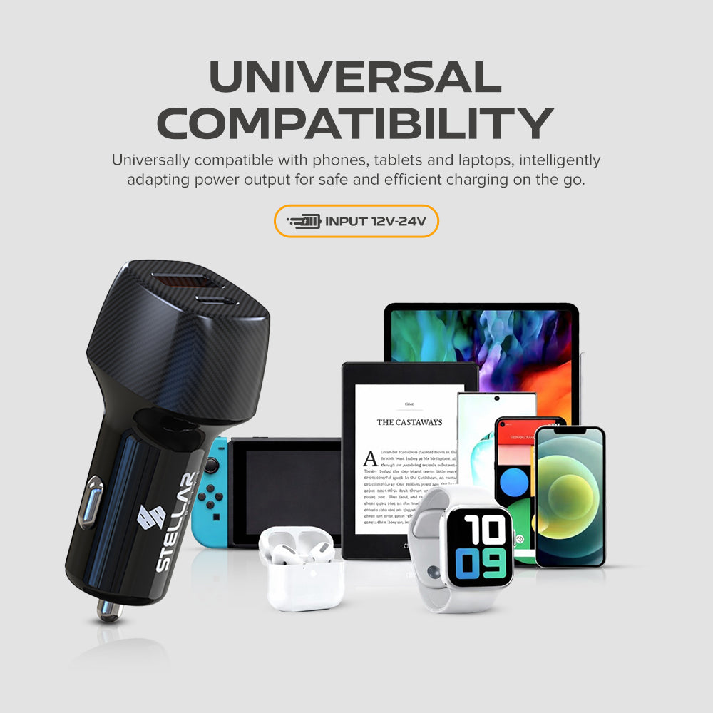 Stellar Drive XC-16 Torq Charge | 38W Fast Car Mobile Charger with PD & QC