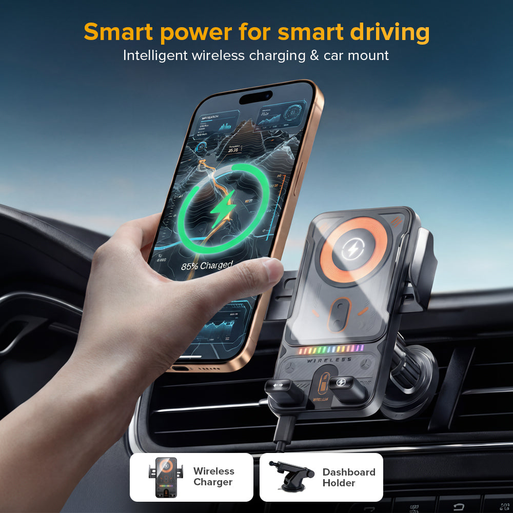 Stellar Drive XC-90 CHARGE X — 15W Auto-Clamp Wireless Car Charger