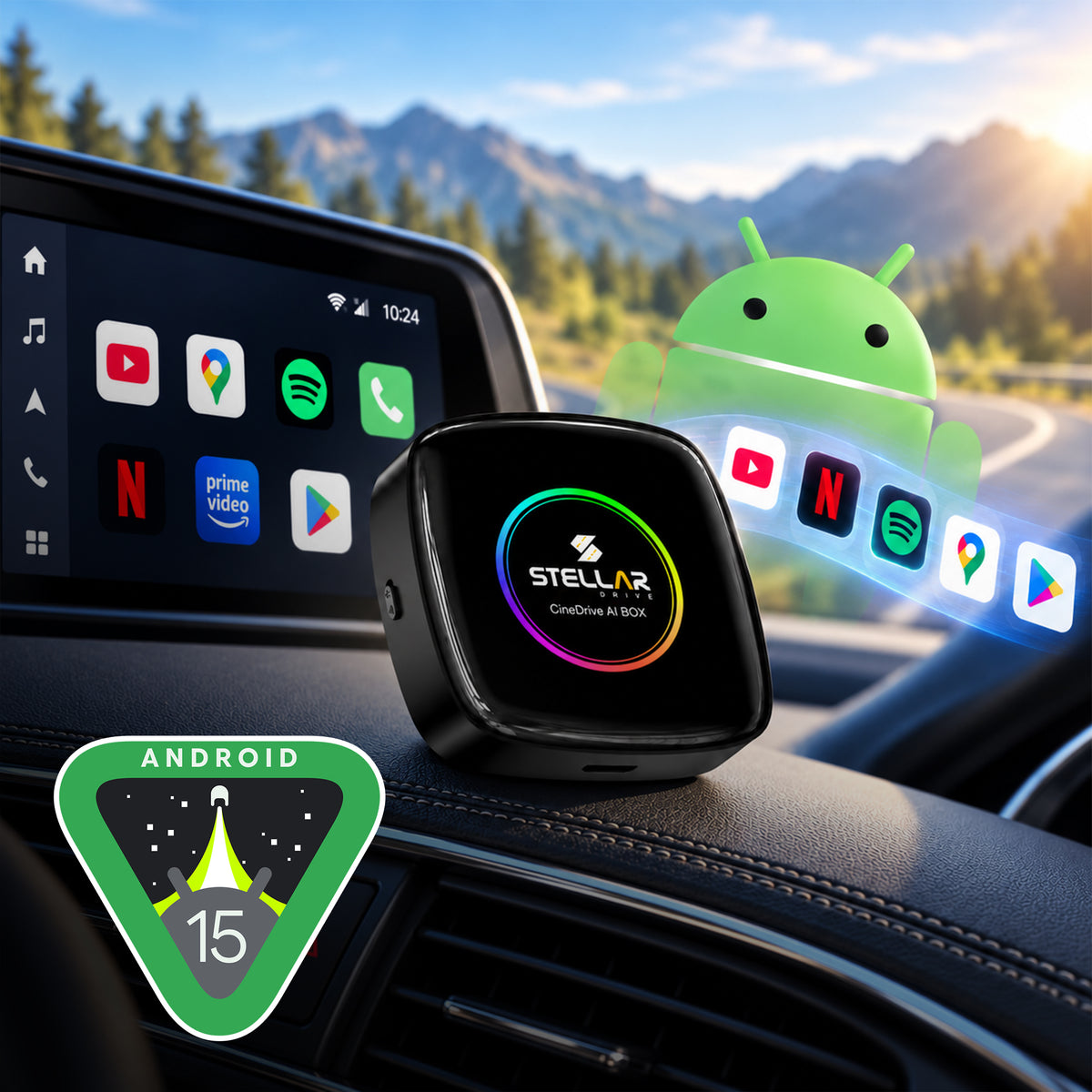 CineDrive AI Box | 4K | Android 15 | CarPlay | HDMI