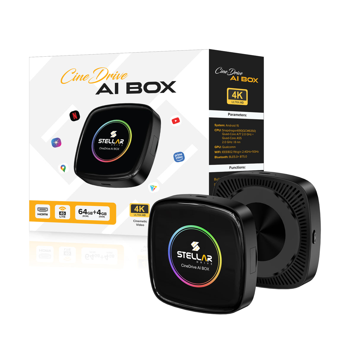 CineDrive AI Box | 4K | Android 15 | CarPlay | HDMI