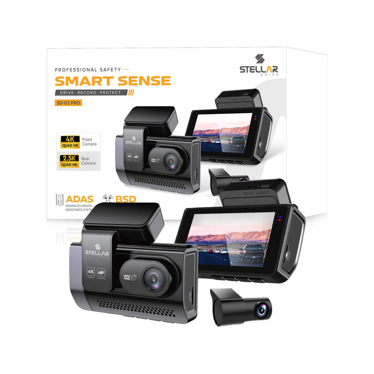 SD-03 Pro Smart Sense Car Dashcam | 4K + 2.5K | ADAS & BSD
