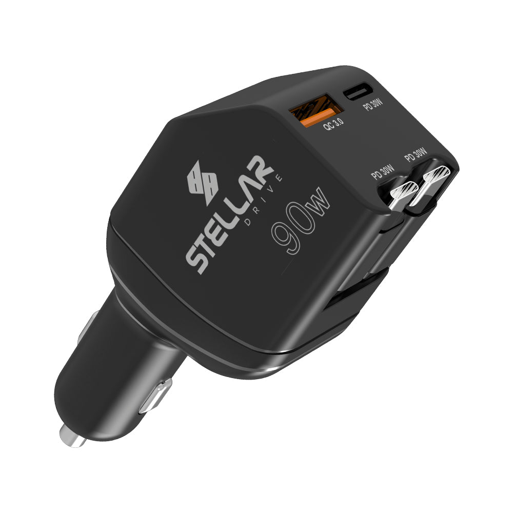 STELLAR DRIVE XC-11 | 90W 4-in-1 Fast Car Mobile Charger