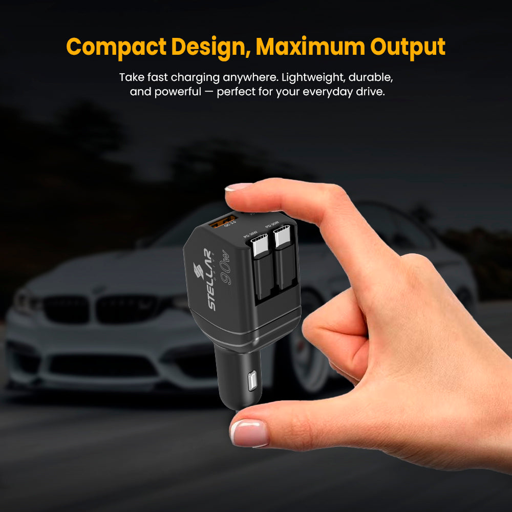 STELLAR DRIVE XC-11 | 90W 4-in-1 Fast Car Mobile Charger