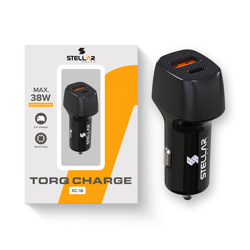 Stellar Drive XC-16 Torq Charge | 38W Fast Car Mobile Charger with PD & QC