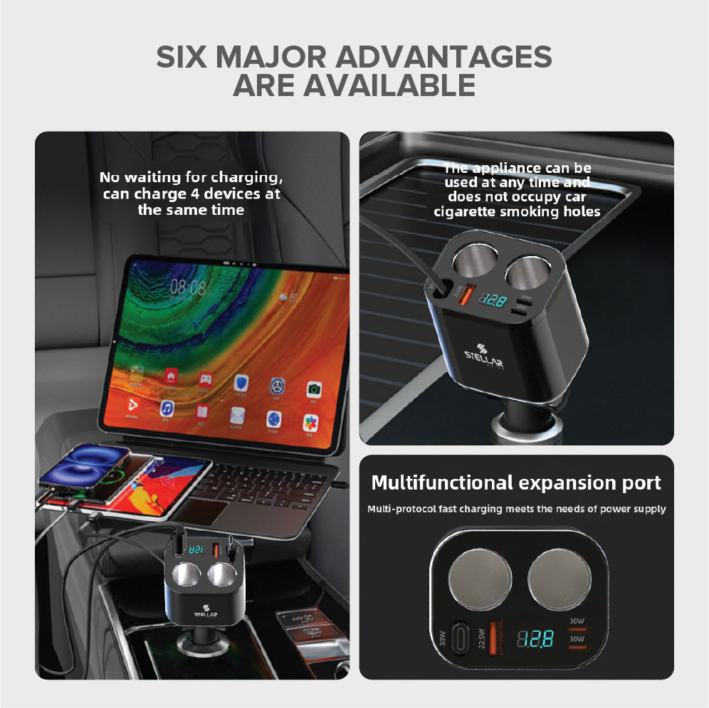 STELLAR DRIVE XC-17 | Dual 12V Car Mobile Charger | 212.5W